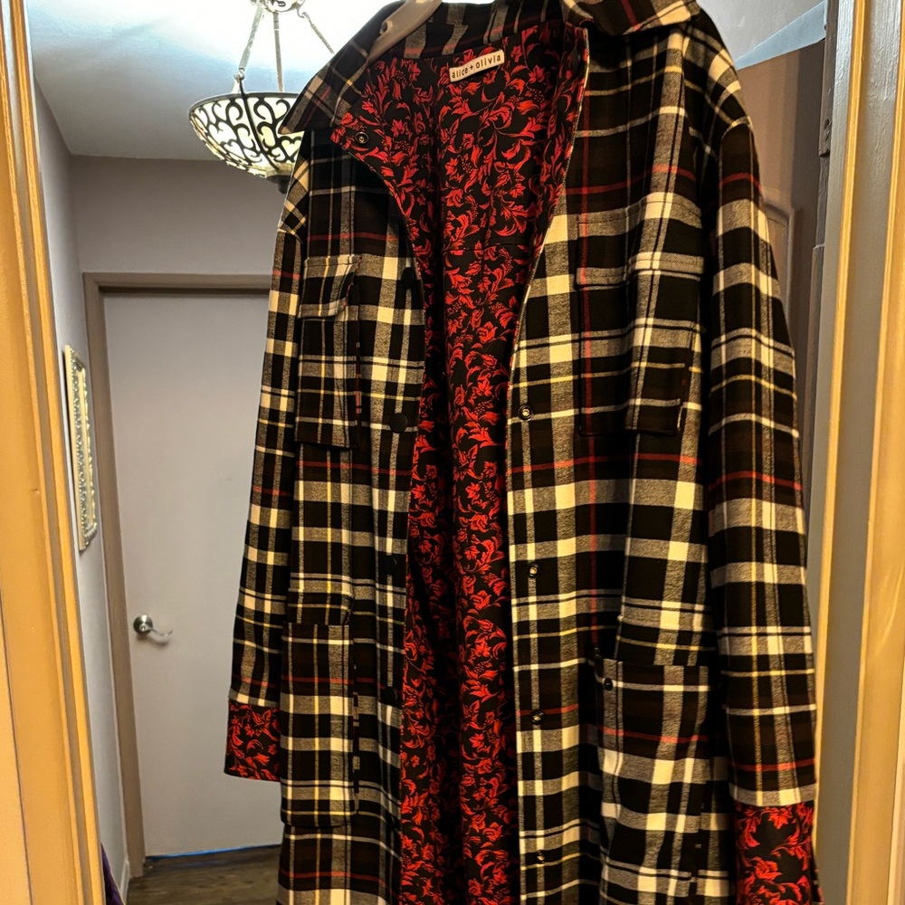 NWT alice+olivia ZAZIE REVERSIBLE MAXI BARN COAT